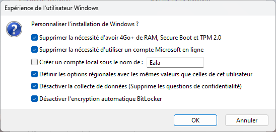 Windows 11 : clé USB d'installation simplifiée Rufus-3